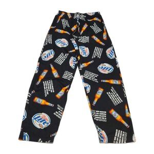 Miller Lite Men's Lounge Pajama Pants M 32–34 Drawstring Pockets Fly Beer
